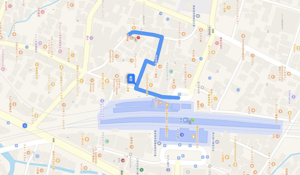 静雨庵までの経路